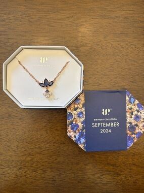 Bomb Party September 2024 Birthstone Necklace - sapphire Crystal Pendant